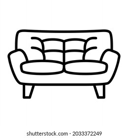 Icono De Contorno De Vector De Sofa Aislado En Fondo Blanco
