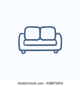 Sofa vector sketch icon isolated on background. Hand drawn Sofa icon. Sofa sketch icon for infographic, website or app.