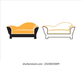 Sofa vector,illustration,line art,Sofa Icon Vintage Or Retro Sofa Furniture Icon Vector Illustration