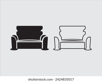Sofa vector,illustration,line art,Sofa Icon Vintage Or Retro Sofa Furniture Icon Vector Illustration