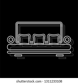 Sofa. White flat simple icon with shadow