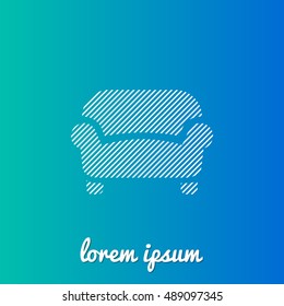 Sofa White stroke fill with blue & green gradient background Icon / Logo Design