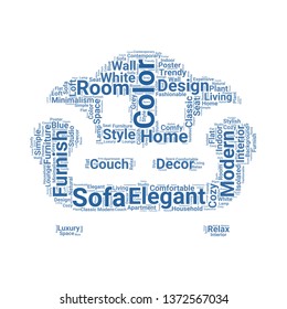 sofa word cloud. tag cloud about sofa