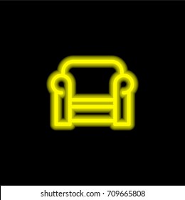 Sofa yellow glowing neon ui ux icon. Glowing sign logo vector