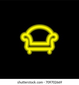 Sofa yellow glowing neon ui ux icon. Glowing sign logo vector