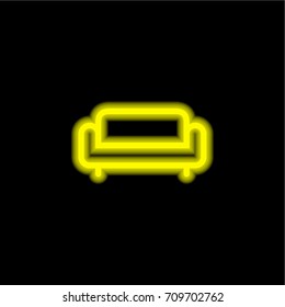 Sofa yellow glowing neon ui ux icon. Glowing sign logo vector