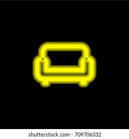 Sofa yellow glowing neon ui ux icon. Glowing sign logo vector