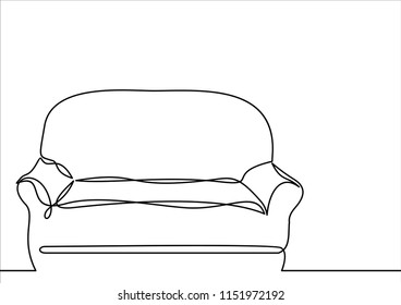 Sofa.Interior of the living room.One continuous drawing line