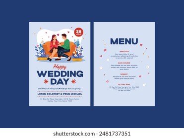Sofar Wedding Invitation Template with Couple Bride