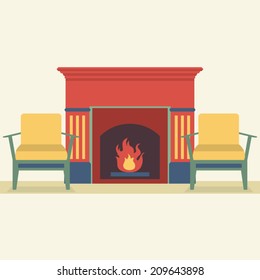 Sofas And Fireplace Living Room Interior