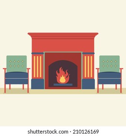 Sofas And Fireplace Living Room Interior
