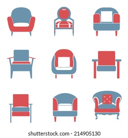 Sofas Icons Set Duotone Vector Illustration