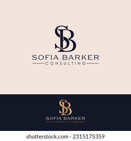 Sofia Barker consulting vector logo design. SB initials logotype. Letters S and B logo template.