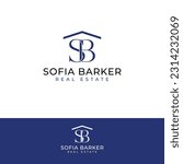 Sofia Barker real estate vector logo design. House and SB initials logotype. Letters S and B logo template.