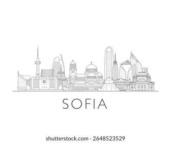Sofia, Bulgaria cityscape illustration skyline drawing