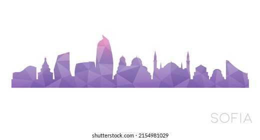 Sofia, Bulgaria Low Poly Skyline Clip Art City Design. Geometric Polygon Graphic Horizon Icon. Vector Illustration Symbol.