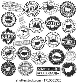 Sofia, Bulgaria Set of Stamp. Vector Art Postal Passport Travel Design. Travel and Business Seals.