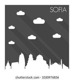 Sofia Bulgaria Skyline City Flat Silhouette Design Background