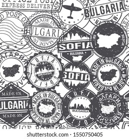 Sofia Bulgaria Stamps Background. City Stamp Vector Art. Postal Passport Travel. Design Set Pattern.