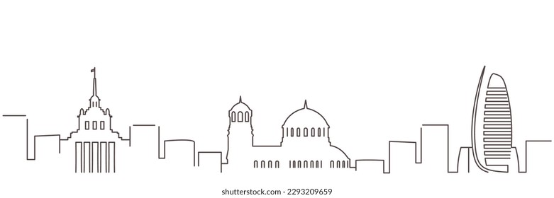 Sofia Dark Line Simple Minimalist Skyline With White Background