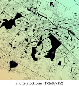 Sofia, Grad Sofiya, Bulgaria (BGR) - Urban vector city map with parks, rail and roads, highways, minimalist town plan design poster, city center, downtown, transit network, street blueprint