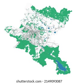 Sofia map. Detailed map of Sofia city administrative area. Cityscape panorama. Royalty free vector illustration. Outline map with highways, streets, rivers. Tourist decorative street map.