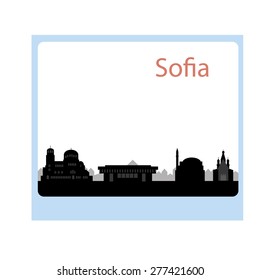 Sofia skyline in gray background in editable vector file