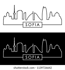 Sofia skyline. Linear style. Editable vector file.