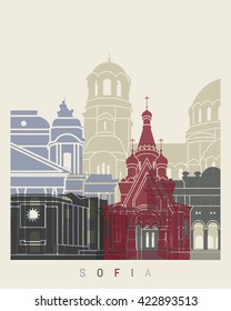 Sofia skyline poster in editable vector file