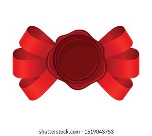 Sofisticated Bows From Red Silk Ribbons With Empty Rosette Vector Illustration