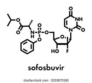 Sofosbuvir hepatitis C virus drug molecule. Skeletal formula.