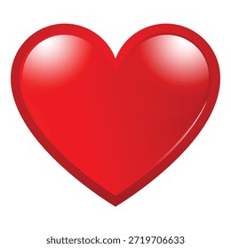 Weiche 3D rotes Herz Symbol Vektorgrafik. Liebessymbol zum Valentinstag.
