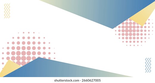 Fondo Abstractas Suave Con Formas De Gradiente Azul Y Amarillo, Círculos De Medio Tono Rosa Y Elementos Ondulados. Ideal Para Proyectos Gráficos Creativos, Empresariales O De Tecnología.