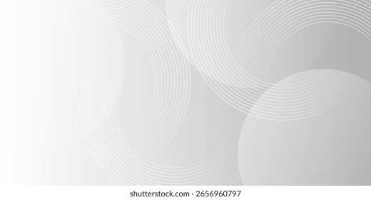 Plano de fundo abstrato suave com elementos de onda transparente circular em tons de cinza claro.