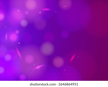 Fundo abstrato suave com luzes de bokeh roxo, sombrio e sonhador. Ideal para temas de design românticos, de fantasia ou elegantes, criando uma atmosfera visual mágica e etérea.