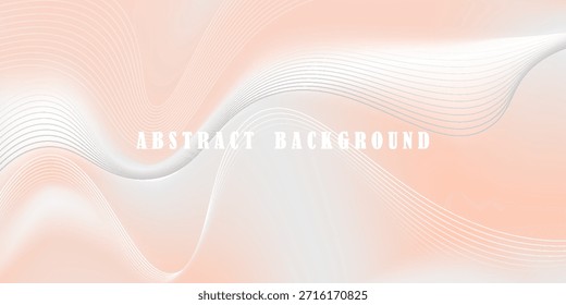 Fondo abstracto suave con líneas blancas que fluyen y un sutil gradiente de melocotón pastel.