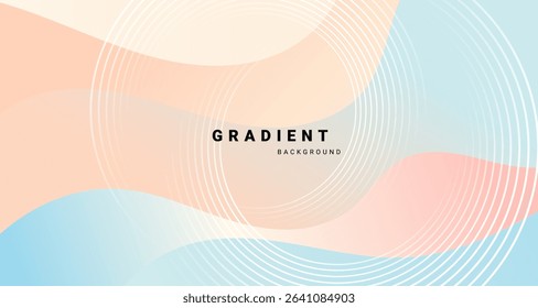 Soft abstract background with pastel gradient waves and circular lines
