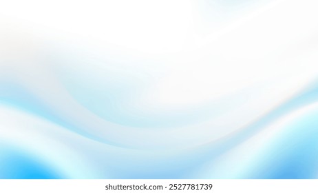 Ein weicher, abstrakter Hintergrund mit einem glatten, fließenden Farbverlauf von weiß nach hellblau, mit sanften Kurven, die ein Gefühl von Bewegung erzeugen