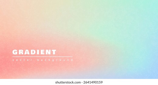 Soft abstract blurred gradient background in gentle pastel peach, mint, and blue shades with fine texture, for serene website design or calm presentation visuals.Vector illustration.