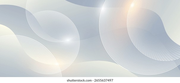 Círculos abstractos suaves con ondas pastel sobre fondo moderno ligero