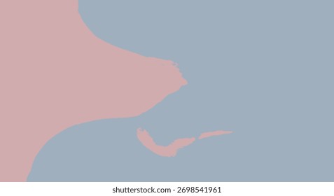 Una composición suave y abstracta con Formas fluidas en tonos rosa y azul apagados, creando una sensación suave y orgánica.