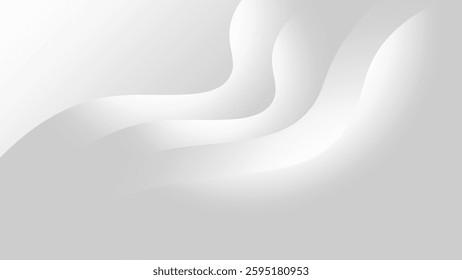 Soft abstract design featuring smooth grey waves with gradient effects, ideal for backgrounds or textures.
