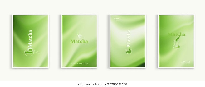 Soft abstract gradient backgrounds in pastel green and pink tones, inspired by strawberry matcha latte colors. ideal for branding, packaging, and modern design projects. vector design.