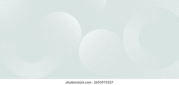 Soft Abstract Green Background with Circular Lines and Halftone Dots Minimal Design