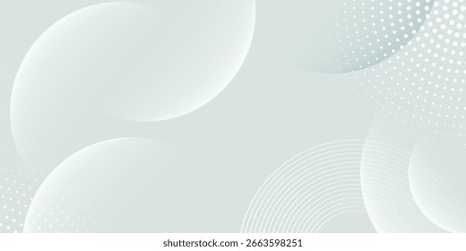Soft Abstract Green Background with Circular Lines and Halftone Dots Minimal Design. Eps 10 vector