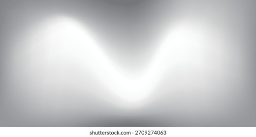 Ráfaga suave de la luz Abstractas que forma una forma suave de V sobre fondo gris liso