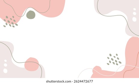 Soft Abstract Pastel Background with Organic Shapes - Elegant Minimal Frame for Invitation and Presentation