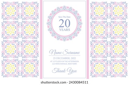 soft abstract pattern birthday invitation design