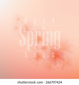 soft abstract pink gradient mesh spring background image with flowers and spring sale lettering sign. Banner design for spring sale collections