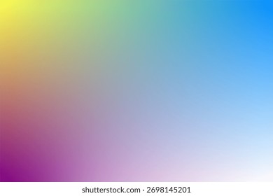 Soft abstract rainbow gradient background with a blend of yellow, blue, turquoise, purple, and white. Smooth, colorful transition for modern web design or digital wallpaper